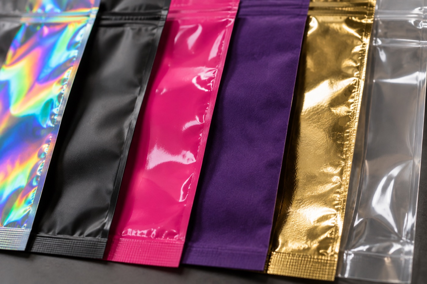 Close-up of mylar finish samples